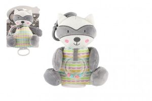 Medvěd mýval natahovací hrací strojek plyš 16x20cm na kartě v sáčku 0+