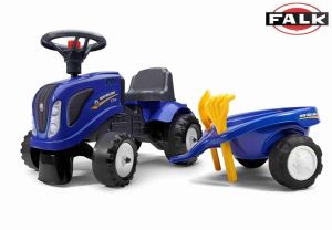 FALK Odrážedlo 280C Baby New Holland T7 s vlečkou a lopatkou s hráběmi