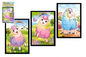 Flitrový mini obrázek lama 10x16cm 4 druhy v sáčku