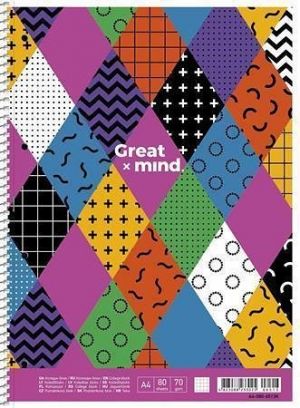 Spirálový sešit "Great Mind", mix motivů, linkovaný, A4+, 80 listů, SHKOLYARYK A4-080-6513