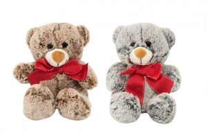 Medvěd sedící s mašlí plyš 18cm 2 barvy 0+