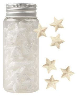Hvězdičky s glitrem 1,5 cm v krabičce 36 ks