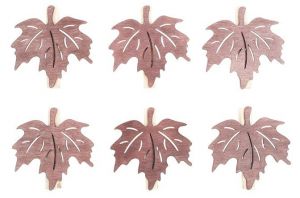 List dřevěný na kolíčku 4 cm, 6 ks, hnědý