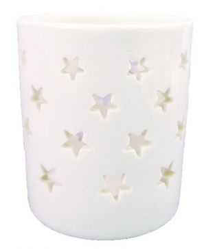 Svícen porcelánový s hvězdami 7 x 9 cm