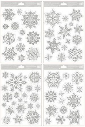 Okenní fólie vločky stříbrné lesklé 20 x 30cm