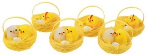 Kuřátka v košíku 5 cm, 6 ks v krabičce