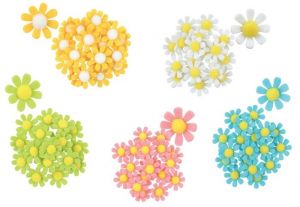 Dekorace květy z filcu s lepíkem 3,5 cm, 18 ks v krabičce