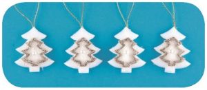 Stromky na zavěšení stříbrný dekor 5 cm, 4 ks v sáčku