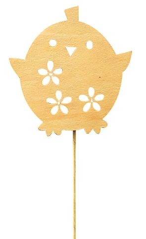Dřevěné kuře 8 cm žluté + drátek