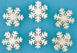 Vločky dřevěné na kolíčku 4 cm, 6 ks