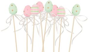 Vajíčko s proužky/puntíky plastové zápich 4 cm + špejle