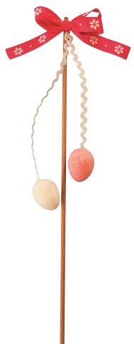 Pomlázka dekorační 21 cm, mašle s kytičkami - RŮŽOVÁ