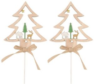 Strom dřevěný 8 cm+ špejle, 2 ks zápich