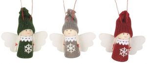 Andílek s pletenou čepicí 7,5 cm na zavěšení