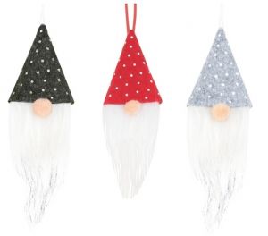 Skřítek s filcovou čepicí s puntíky na zavěšení 16 cm