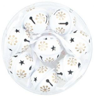 Rolničky se zlatým potiskem 3 cm, 8 ks, bílé