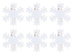 Vločky z filcu na kolíčku 5 cm, 6 ks