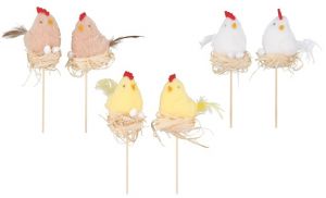 Slepička, kohoutek v hnízdě 7 cm + špejle