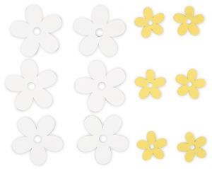 Kytky dřevěné žluté, mix velikostí 12 ks