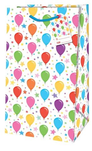 Dárková taška Piccolo o rozměrech 11x6,5x21cm s motivem balónků