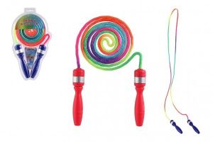 Švihadlo duhové s plastovou rukojetí 210cm 2 barvy v blistru 17x30cm