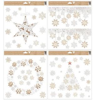 Okenní fólie vánoční - s glitry hnědá 30 x 33,5cm