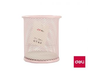 Stojánek drátěný na tužky DELI 9153 růžový pastel