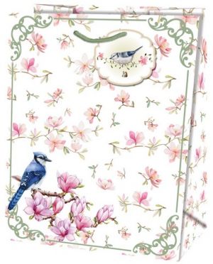 Dárková taška velká o rozměrech 26,7x33x13,7 cm s motivem magnolií