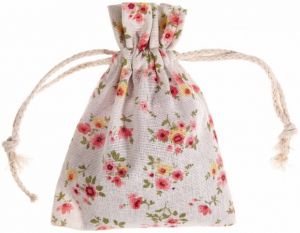 Bavlněný dárkový sáček se šňůrkou na stažení- KVĚTINY -18x14cm