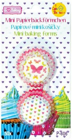 Papírové košíčky na pralinky 50 ks č. P-806 motýlci / srdíčka