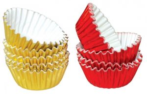 Hliníkové košíčky na pralinky 50 ks č. P-903 zlatý/červený