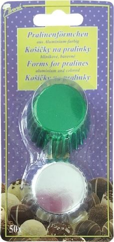 Hliníkové košíčky na pralinky 50 ks č.P-908 zelený / střbrný