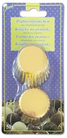 Hliníkové košíčky na pralinky 50 ks- P-909- zlatý