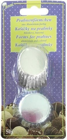 Hliníkové košíčky na pralinky 50 ks - stříbrný