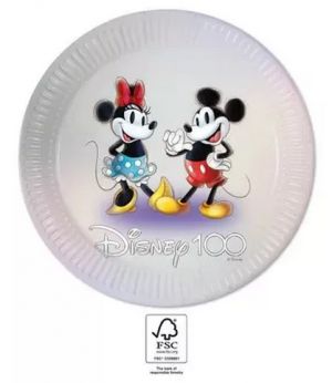 Talíř papírový 23cm 8ks Disney 100 Minnie a Mickey Mouse