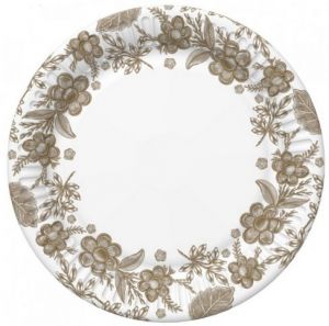 Párty talířky 22,7cm 8ks Maki Květiny zlaté