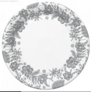 Párty talířky 22,7cm 8ks Maki Květiny stříbrné