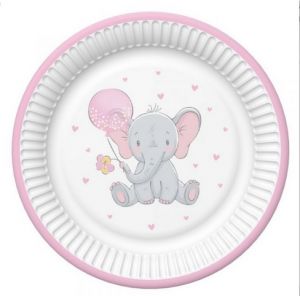 Párty talířky 22,7cm 8ks Maki Sloník růžový