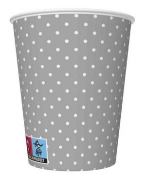 Kelímek papírový 250ml 8ks šdý s bílýmí tečkami