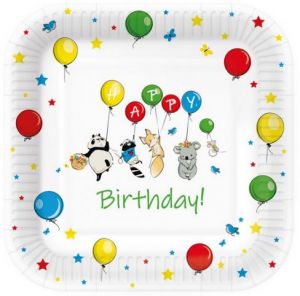 Talíř papírový 23x23cm,10ks Balónky-Happy B‚day, Eco<br /><br />