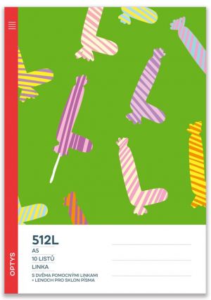 Školní sešit 512L s dvěma pomocnými linkami 15 mm a s lenochem pro sklon písma, příroda