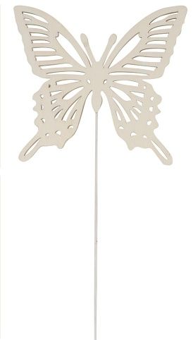 Dřevěný motýl 8 cm bílý + drátek