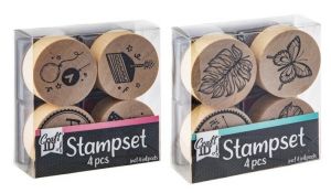 Sada 4 dřevěných razítek + polštářek