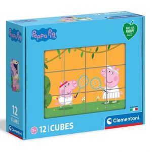 Clementoni - Play For Future Obrázkové kostky Prasátko Peppa, 12 kostek