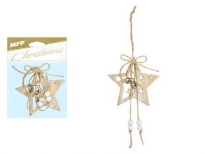 Hvězda dřevo závěs 8cm