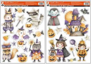 Okenní fólie čarodějky s glitrem 29 x 41 cm