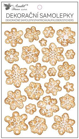 Samolepky perníkové vločky s glitrem 14,5 x 25 cm, POP UP