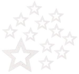 Hvězdy s glitrem 5 cm, 12 ks bílé