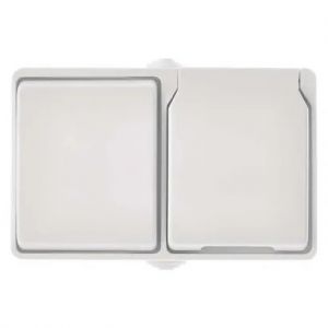 EMOS Kombinace zás+přep. č.6 nástěnný, IP44, French, bílá