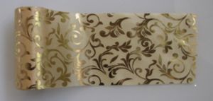 Organza 12cm x5M satin brokát glitrovaná zlatá